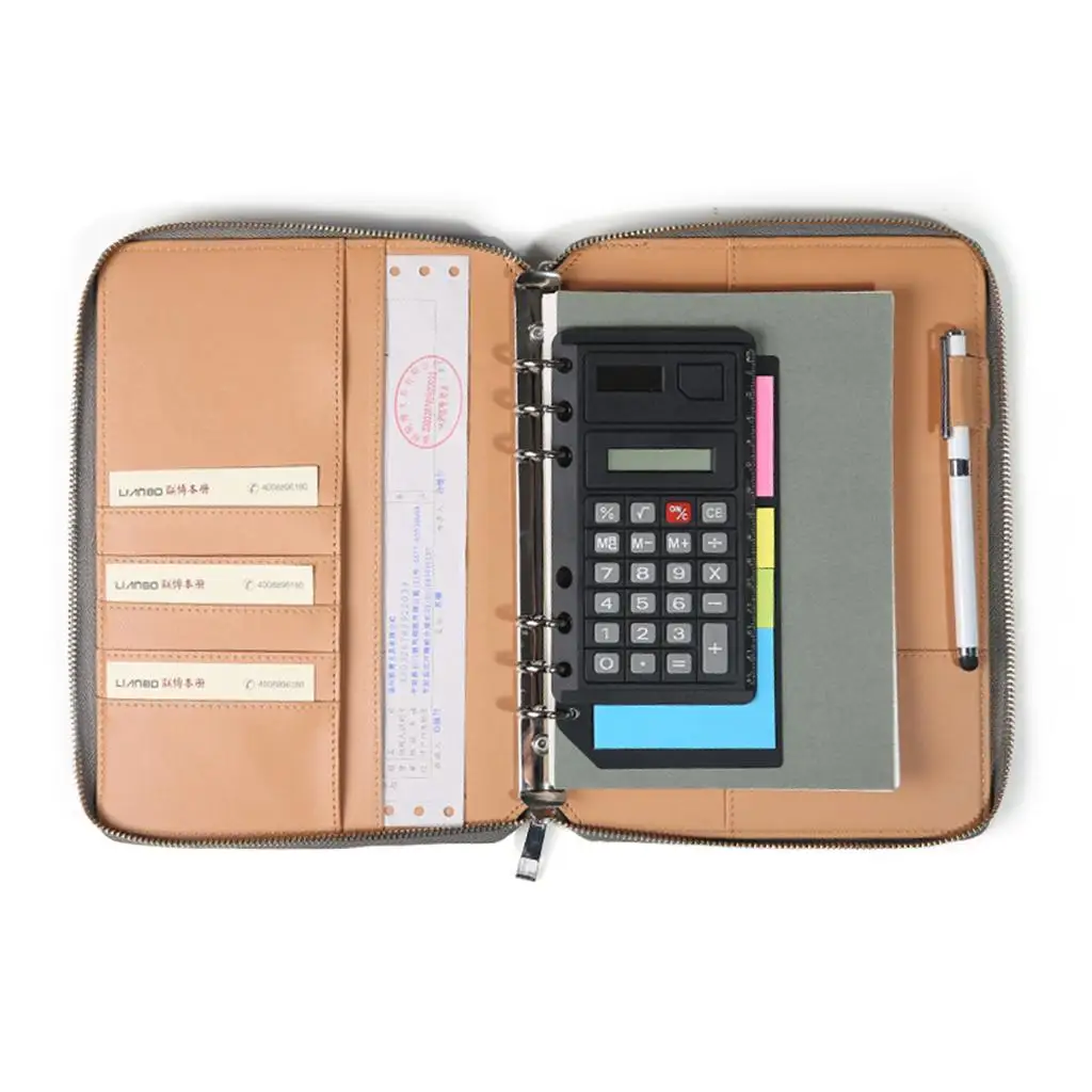 Leather Zipper Padfolio Portfolio Organizer Writing Notebook Replace Paper