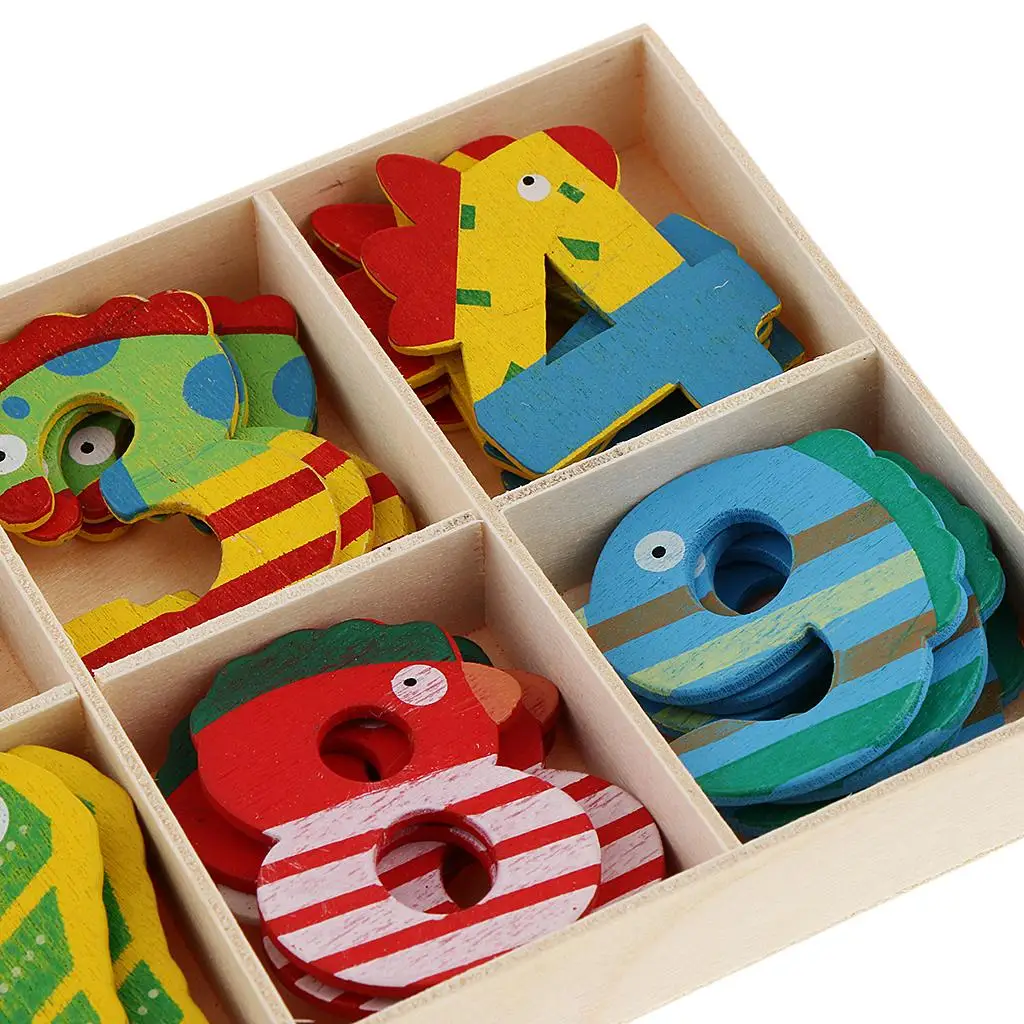 40Pcs Wood Number for Kids Early Learning Educational Toys With Storage Tray