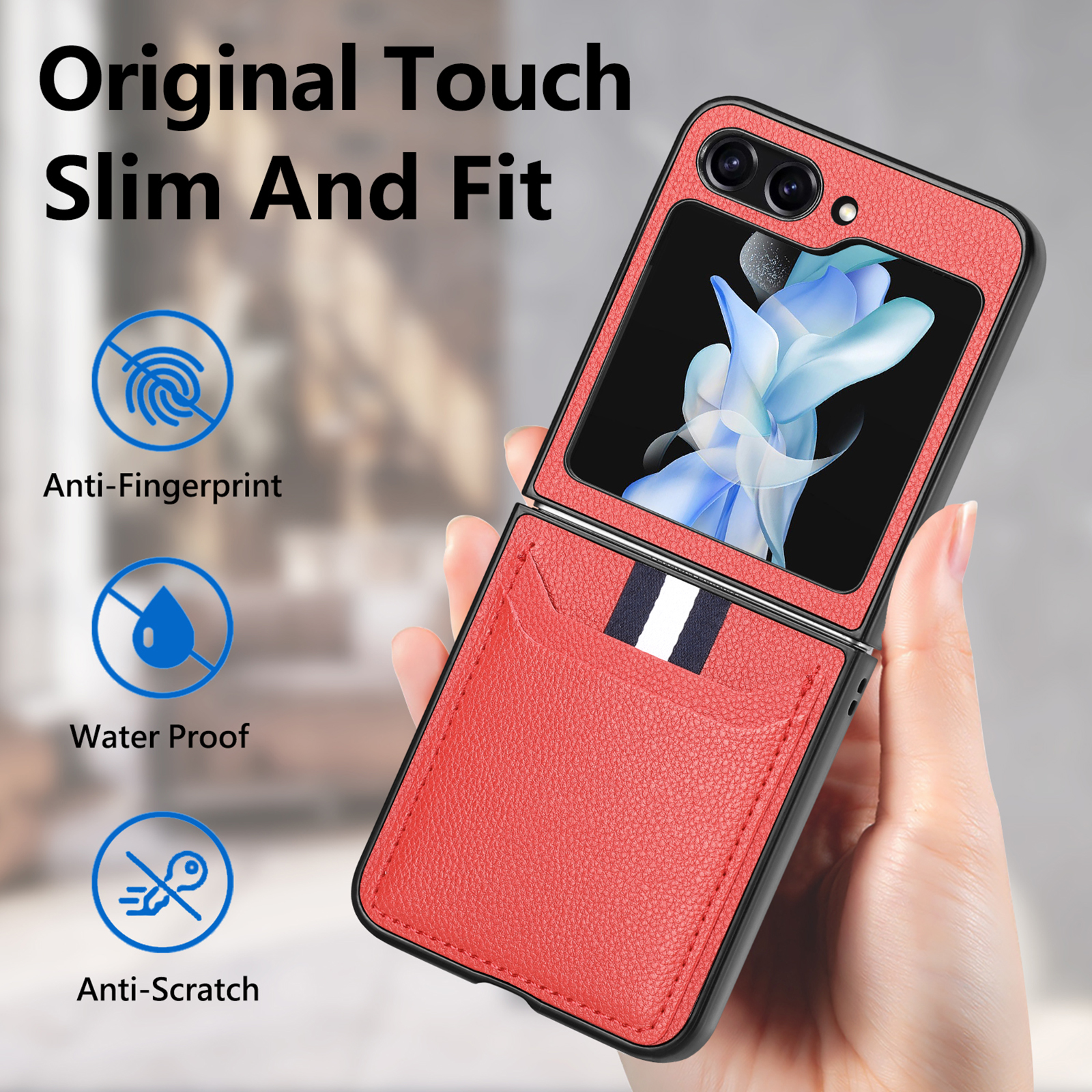 Lederhülle für Samsung Galaxy Z Flip 8 7 6 5 Flip8 Flip7 FE Flip6 Flip4 Flip3 Flip5 Flip 4 3 5G Komfortable Schutzhülle mit Kartenfach – Detail 6