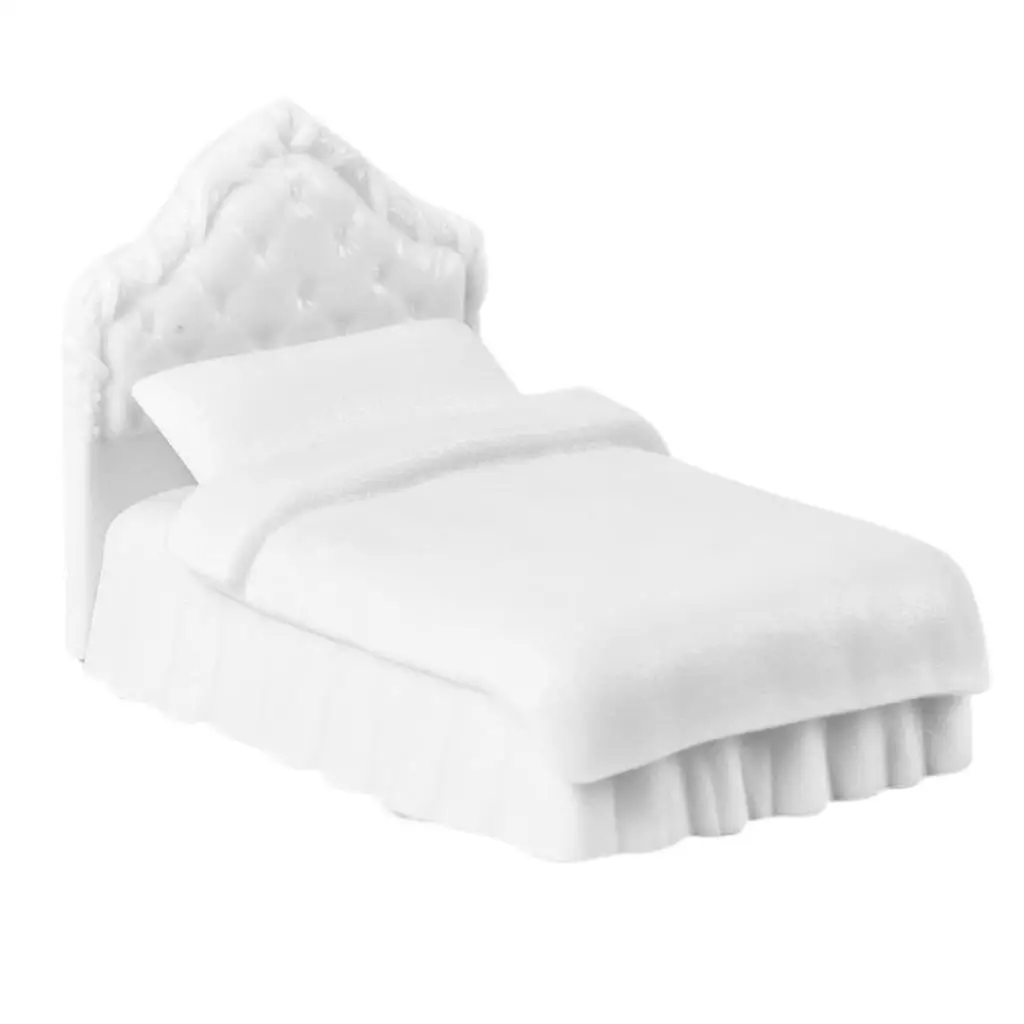 Plastic White Modern Furniture Bedroom Single Bed Models for Dollhouse