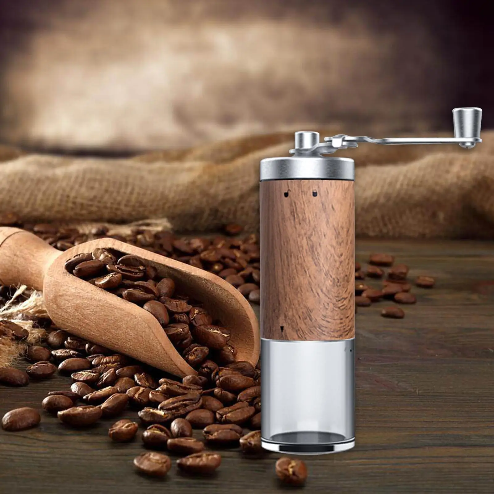 Manual Coffee Mill Hand Crank Professional Handy Premium Easy to Settings Hand Crank Coffee Mill for Spice Pepper Espresso Beans