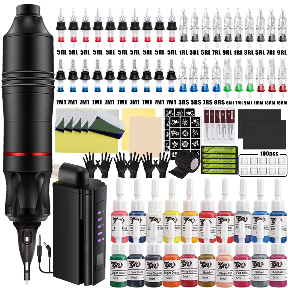 Best of Professional Tattoo Machine Kit Rotary Tattoo Pen Mini / Wireless Power Supply Set PEPAX Cartridge Needle Ink For Tattoo Beginner Reviews & Tips