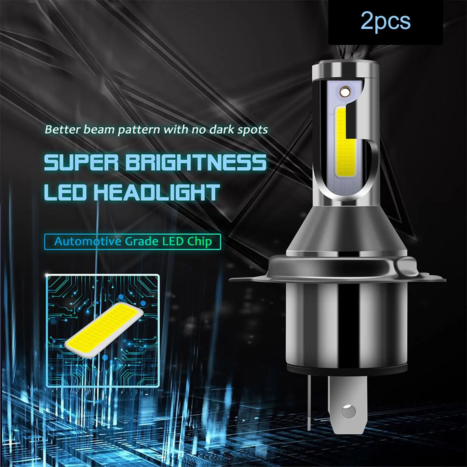H4 9003 Bulbs 6000K White IP68 Waterproof High Bright Accessories 55W LED Car Headlight Fit for Motorcycle Blubs