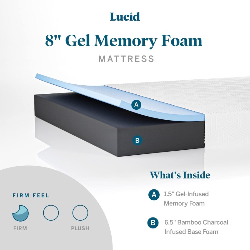 Title 2, LUCID 8-Zoll-Memory-Schaumstoff mit fester Hapt...