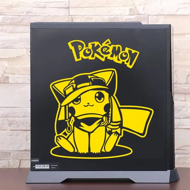Pokemon Pikachu ATX Gaming PC Fall Aufkleber Mittlere Turm Computer  Dekorative Anime Cartoon Wasserdichte Aufkleber Computer Host Aufkleber