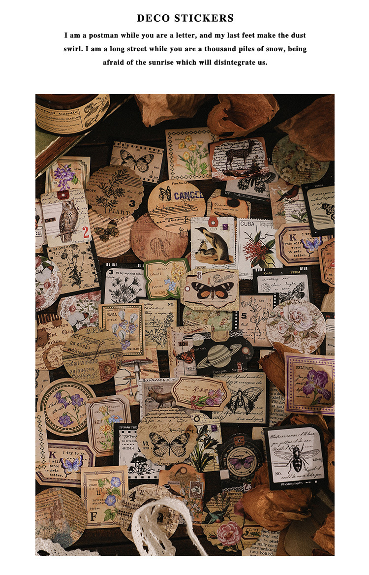 46pcs Vintage Mini Box Stickers for DIY Scrapbooking Journaling Collage Photo Album Sealing Decorative Stationery