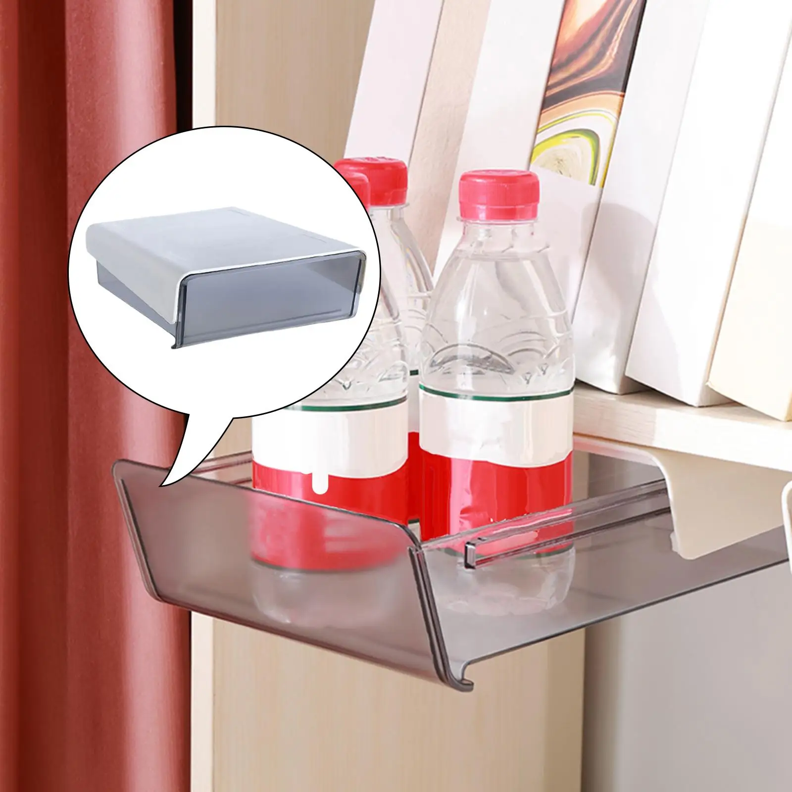 Under Desk Drawer Self-Adhesive with Smooth Sliding Track Hidden Pencil Tray Holder for Desktop Kitchen School Makeup Stationery