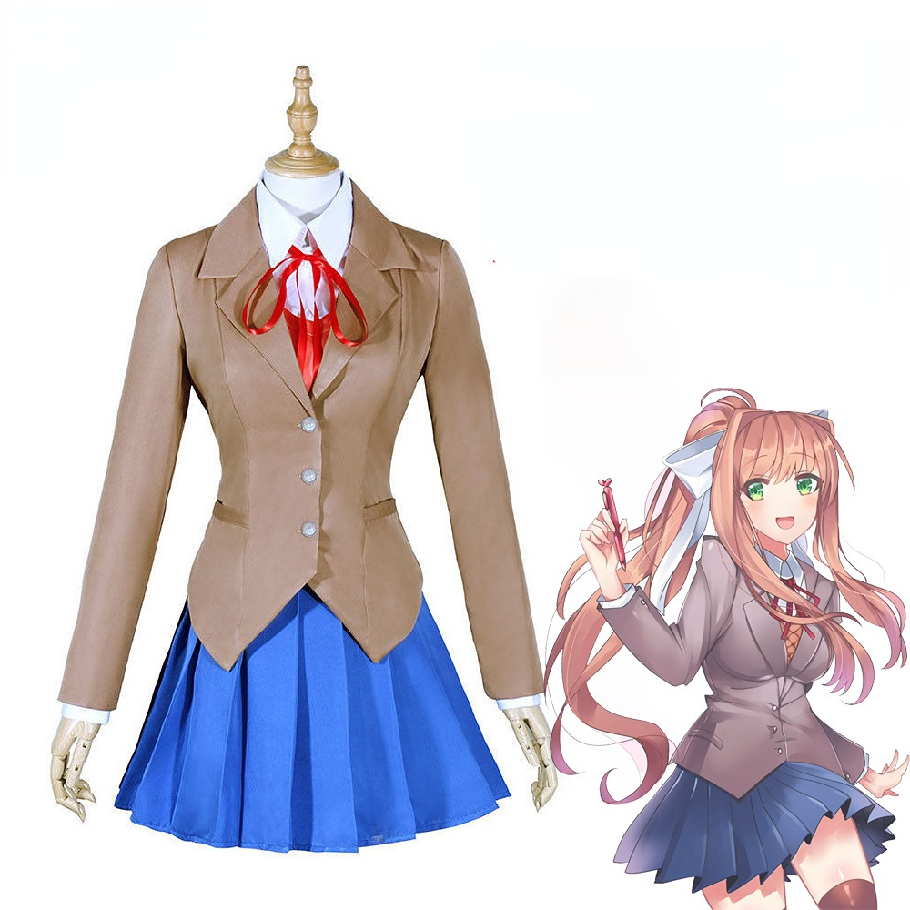 2023 Doki Literature Club Monika Sayori Yuri Natsuki Косплей Костюм  Школьная униформа для девушек женское аниме маскарадное платье юбка полный  комплект | AliExpress