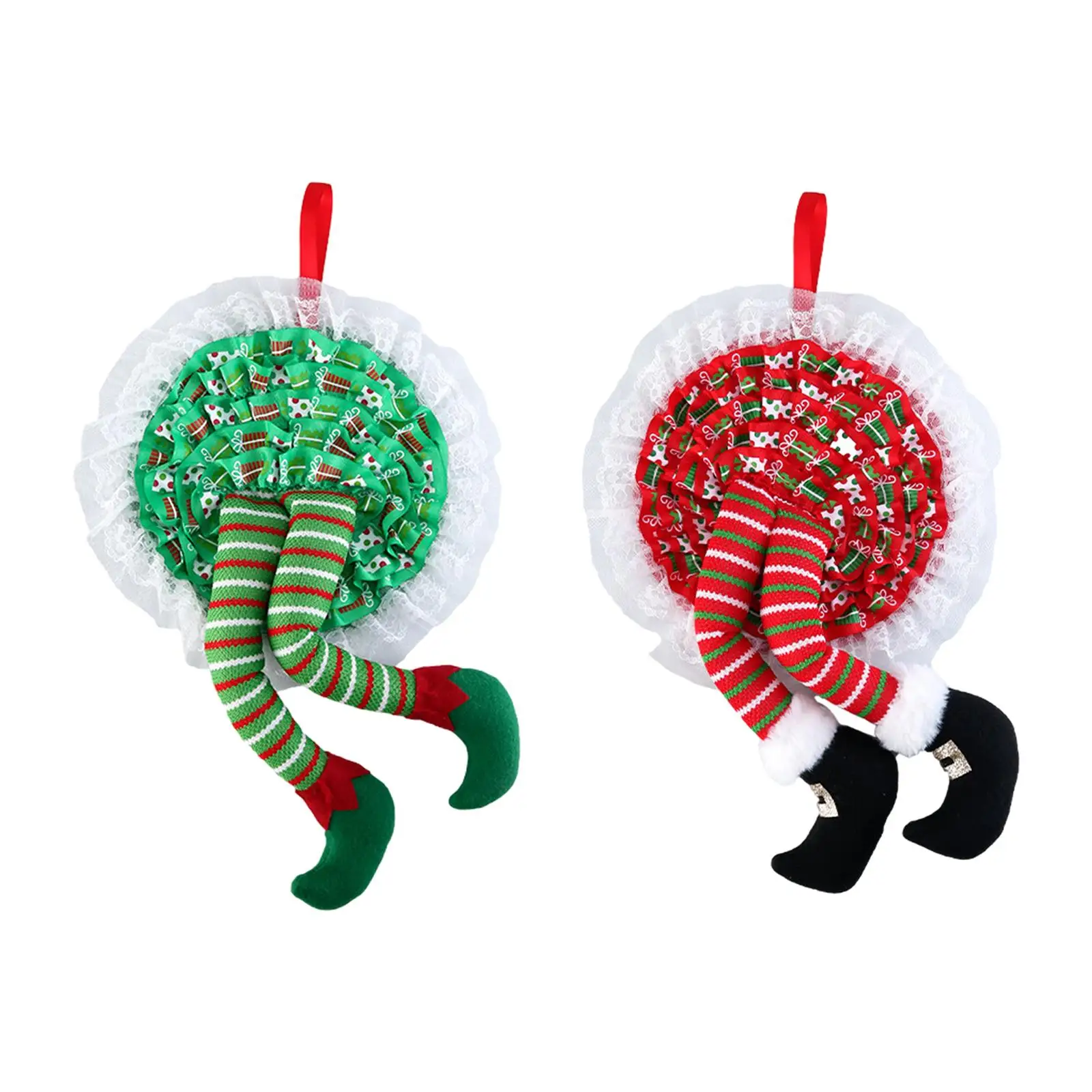 Christmas Knitted Elf Legs Wreath Front Door Wreath Christmas Tree Ornaments for Window Indoor Outdoor Party New Year