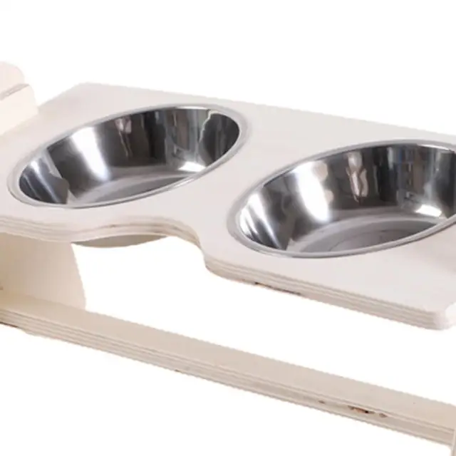 Wooden Pet Food Bowl Holder  Holds 4 Half Pint Pet Bowls