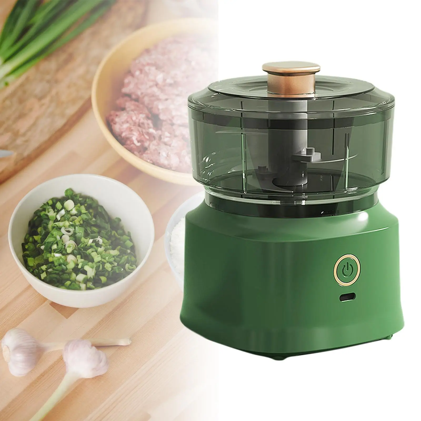 Electric Garlic Chopper 350ml Portable Automatic Kitchen Tools Multifunctional Meat Mincer for Food Spice Ginger Lettuce Salad