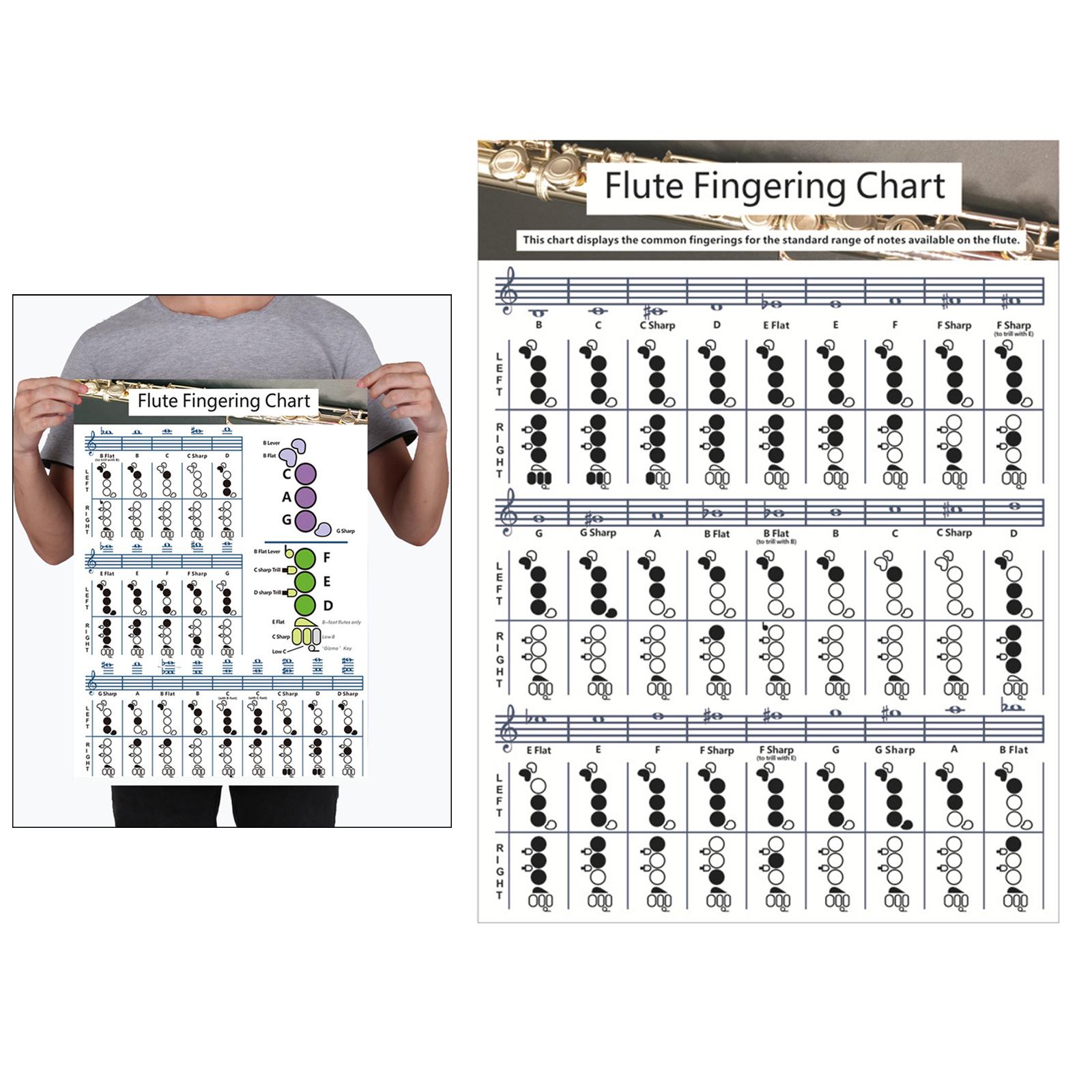 Copper Sheet Flute  Fingering Chart Instrument Instructional for Kids