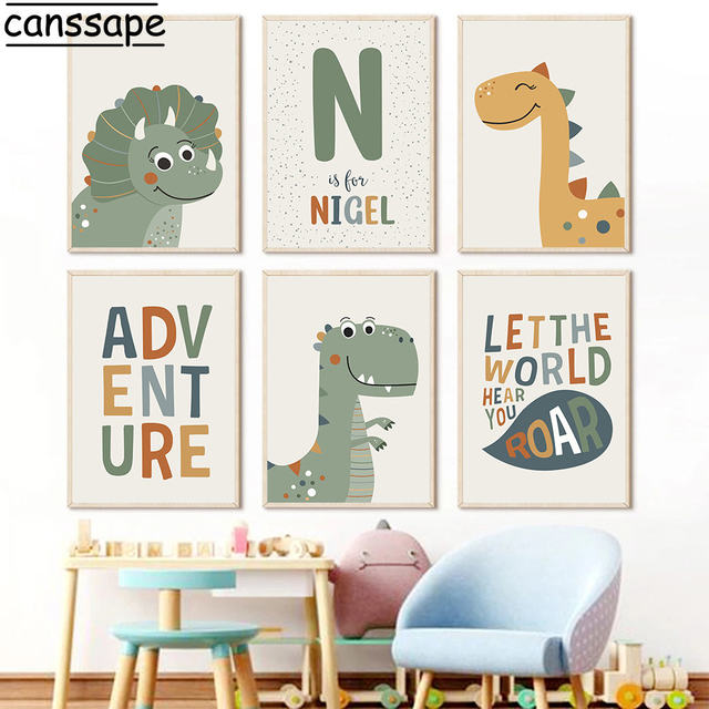 Sala de jogo dinossauro cartaz tyrannosaurus brontosaurus pterodactyl  pintura da lona parede arte imagem para sala estar decoração casa -  AliExpress