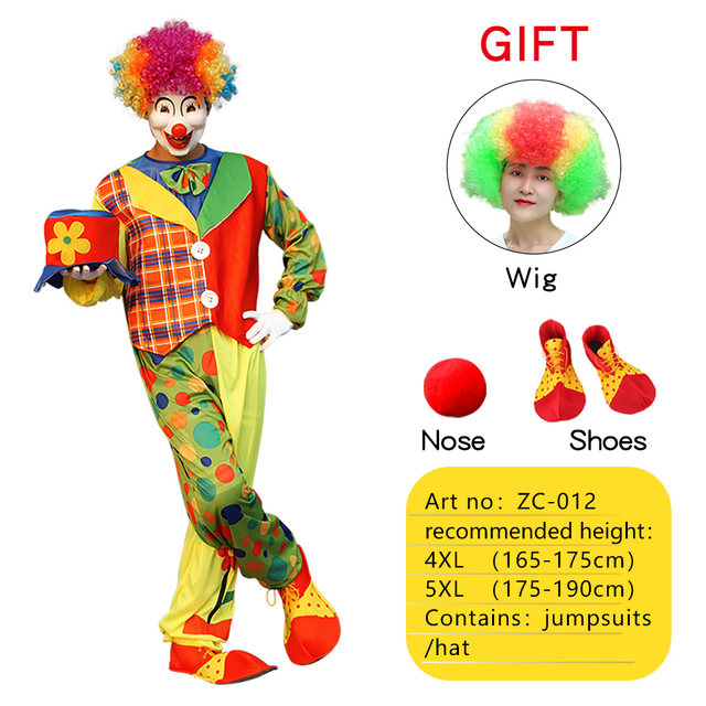 Costume da Clown da circo per uomo adulto con scarpe maschera per parrucca  Prop Clown divertente Costume da festa di carnevale - AliExpress