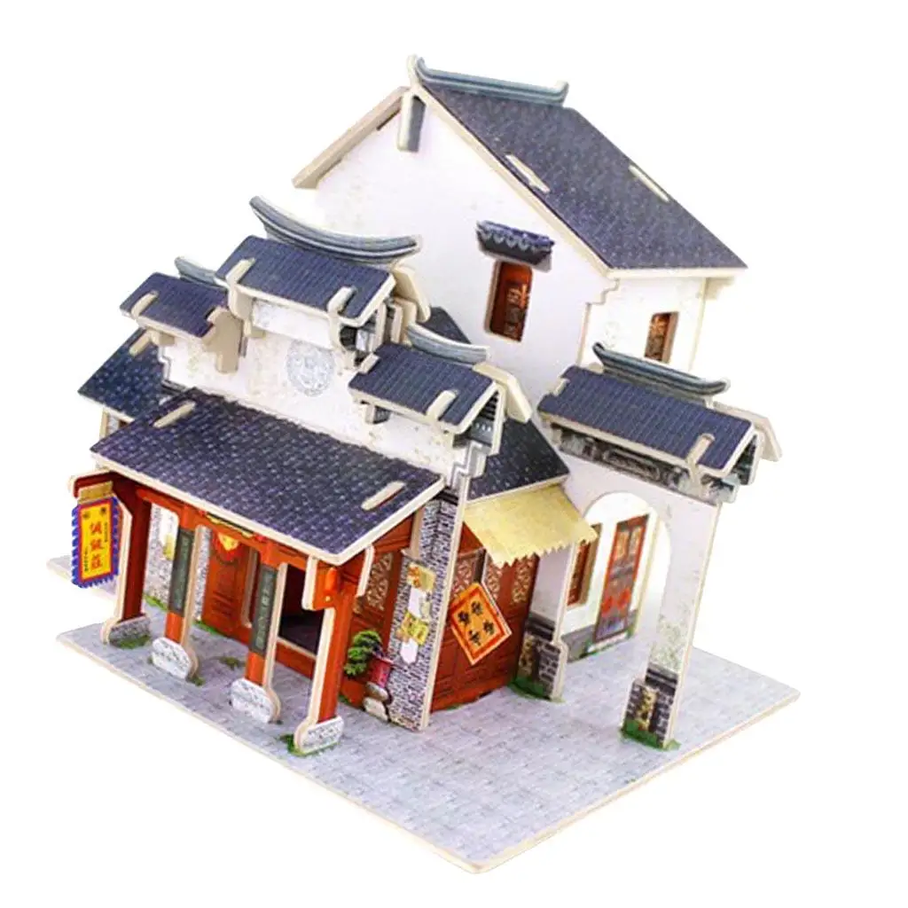 puzzle Wooden Miniature 1/24 DIY Model Chinese Satin Shop