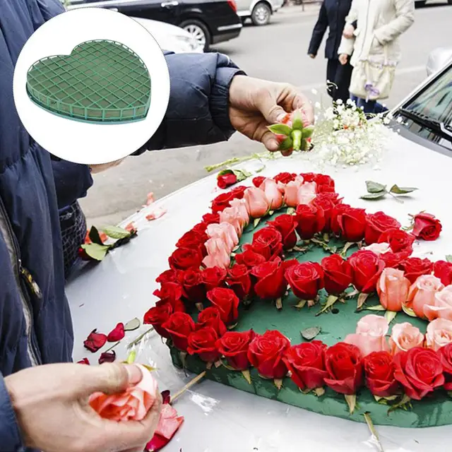 Flower Foam Blocks Open Heart Shaped Base Floral Foam Cage Flower Holder  for Artificial Flowers or Plants Wedding Car - AliExpress