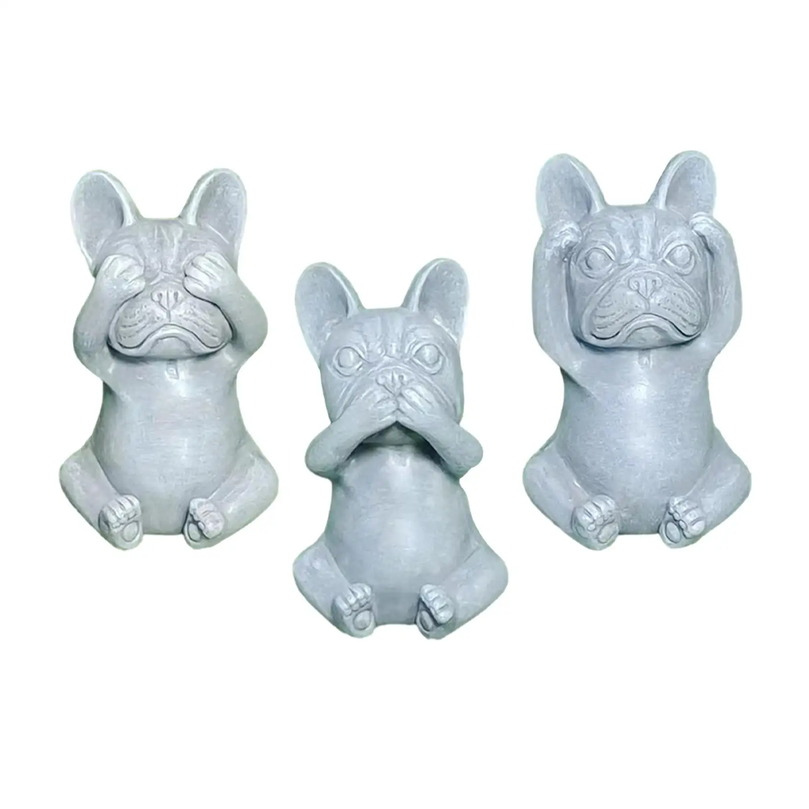 French Bulldog Statue Cute Artwork Resin Crafts Matte Dark Grey Ornaments for Yard Lawn Indoor Outdoor Courtyard Home Decor