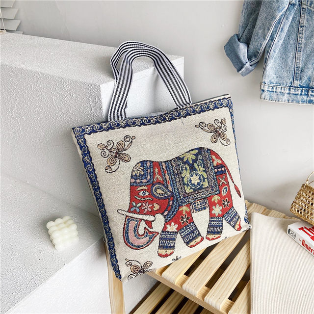 Retro Embroidered Canvas Tote Bag, Large Capacity Fashion Elegant Shoulder  Bag, Women's Casual Versatile Daily Handbag & Shopping Bag - Temu