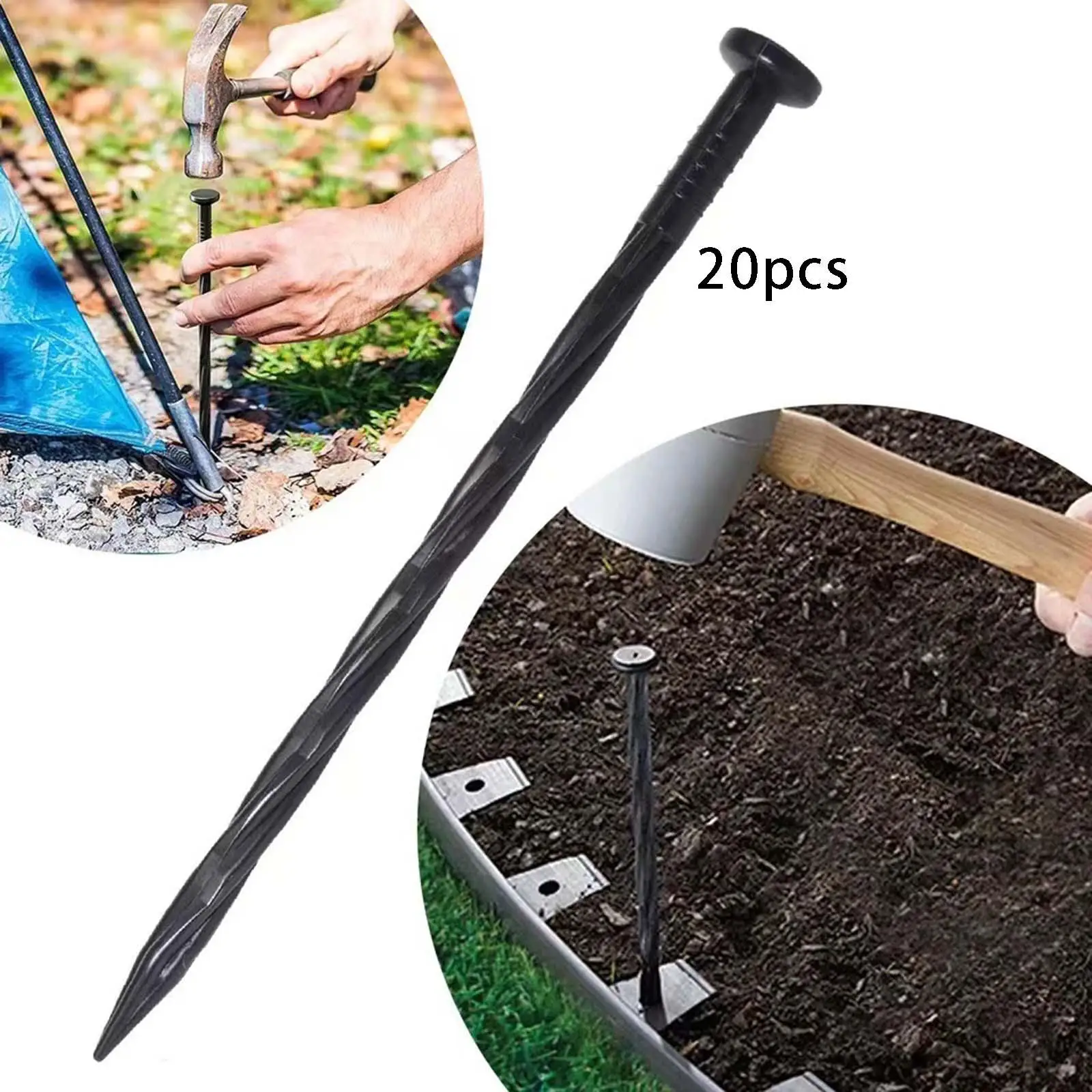 20Pcs Ground Netting Pegs Anti Pull Garden Fixing 8inch Securing Pegs for Sod Weed Fabric Tarpaulin Stakes