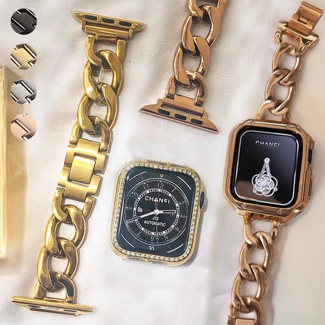 Luxury Watch Band for Apple Watch 8 7 41 45mm 6 5 4 Women Rhombus Stainless  Steel Bracelet for iWatch Ultra 44 40 42 38MM Strap - AliExpress