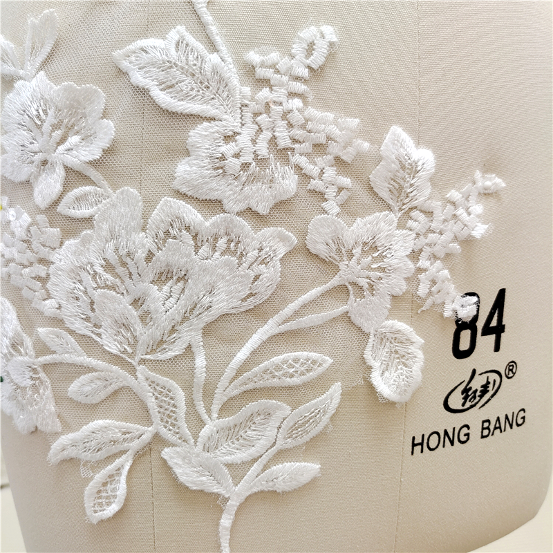 Spitzen gewebe Bestickte Hochzeits kleid Applikationen, Barock besatz, Kragen Mesh Nähen auf Aufnäher für Kleid, DIY Dekoration, Off White – Detail 7