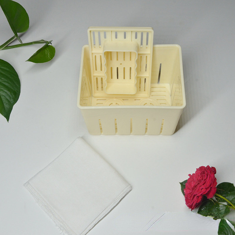 Description Picture 6 of item1 Pcs/Set Plastic Tofu Maker Press Mold Kit + Cheese Cloth Soy DIY Pressing Mould Kitchen Tools Food Grade PP