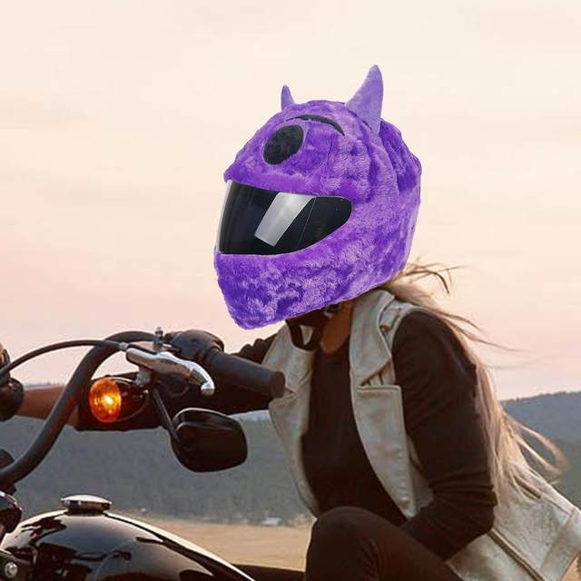 Devil Helmet Cover, Plush Helmet Cover, Windproof, Soft, Decoration Full Face Helmet Protective Cover