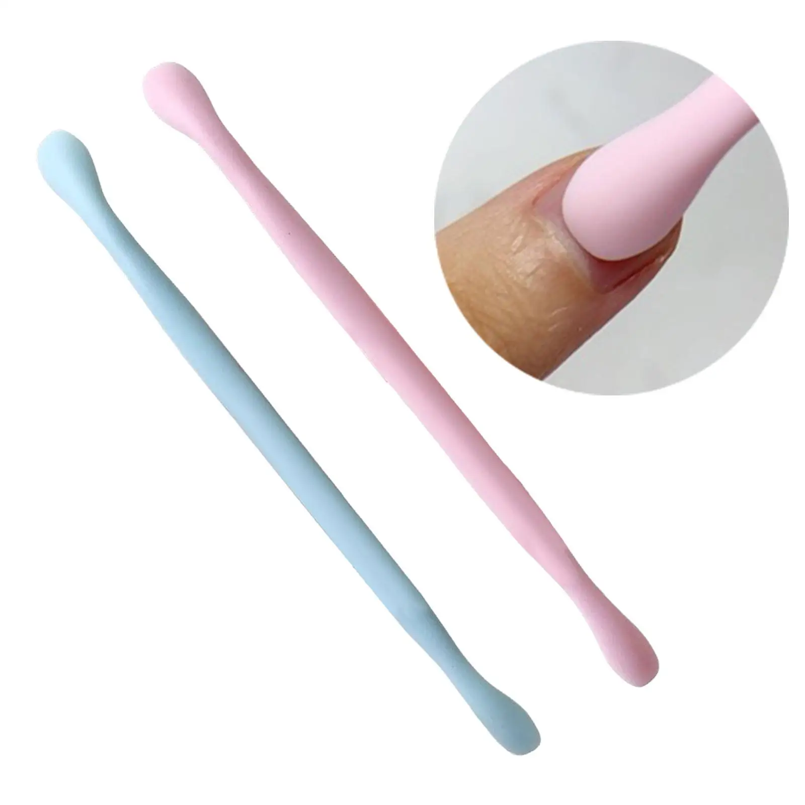 2Pcs Dual-End Nail Cuticle Pusher Remover Nail Art Manicure Tool Dead Skin Push Remover Pro Cuticle Trimmer Nail File Care Tool
