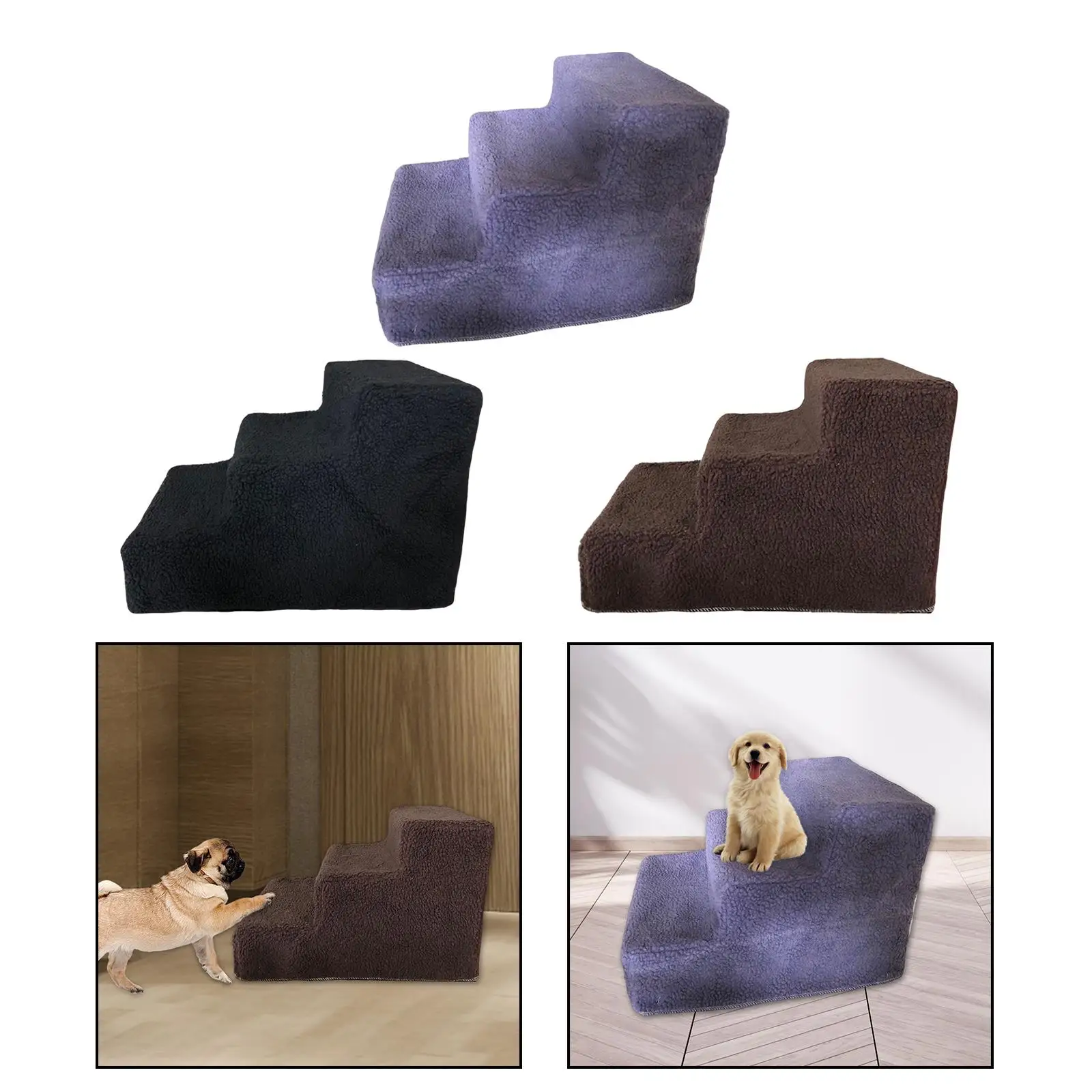 Anti Slip Dog 3 Steps Stairs Comfortable Washable Cover High Bed Couch Sofa Pet Ramp Ladder for Pet Supplies Climbing up Cats