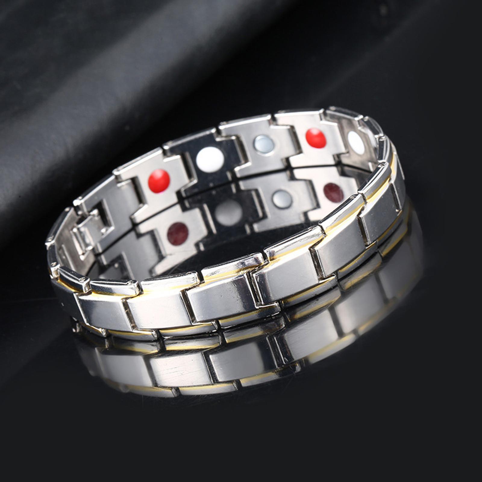 Magnetic Therapy Bracelet Lymph Detox Titanium Steel Promotes Blood Circulation Wristband for Relief Arthritis Pain Unsex Women