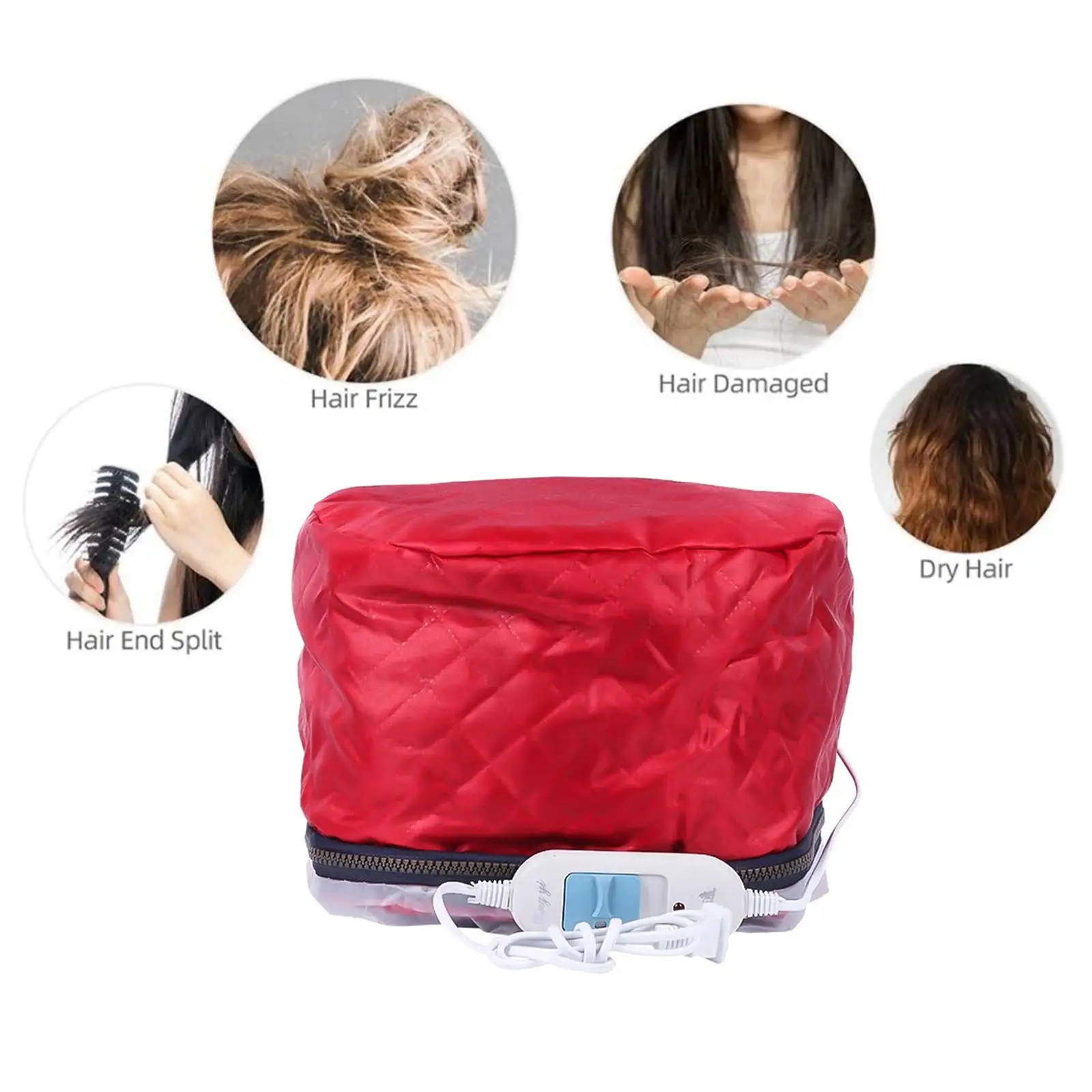 Hair Heating Caps Steamer 3-Modes Safe with Zipper Microwave Hot Caps for Deep Conditioning Salon Hot Head Care Hair SPA Travel