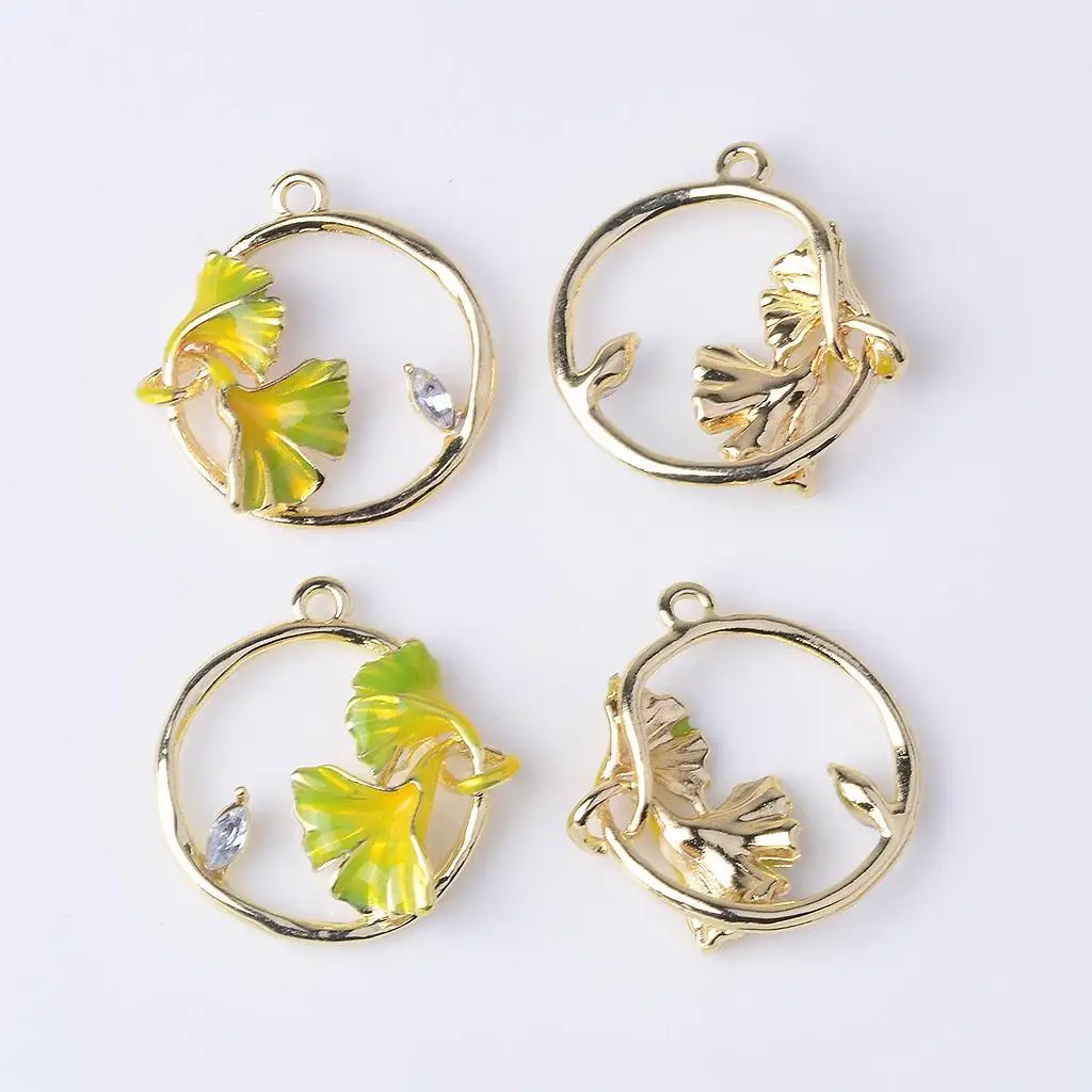 4 Pieces Women Chic Ginkgo Leaf Charms Acrylic Pendant DIY Jewelry Earring Findings Crafts