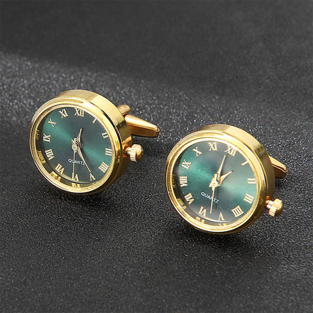 2x Classical Men`s Cufflinks Watch Movement French Cuff Links for Wedding Banquet suits