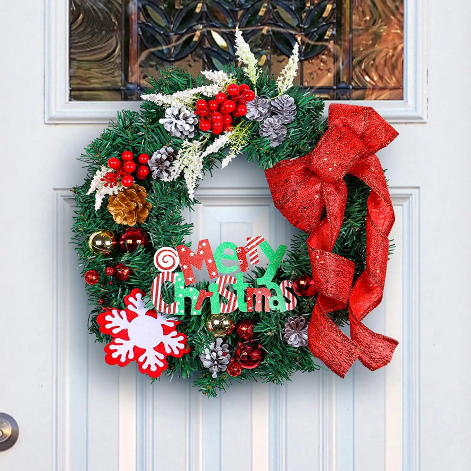 Christmas Decoration Front Door Wreath 40x40cm for Holiday Decor Durable