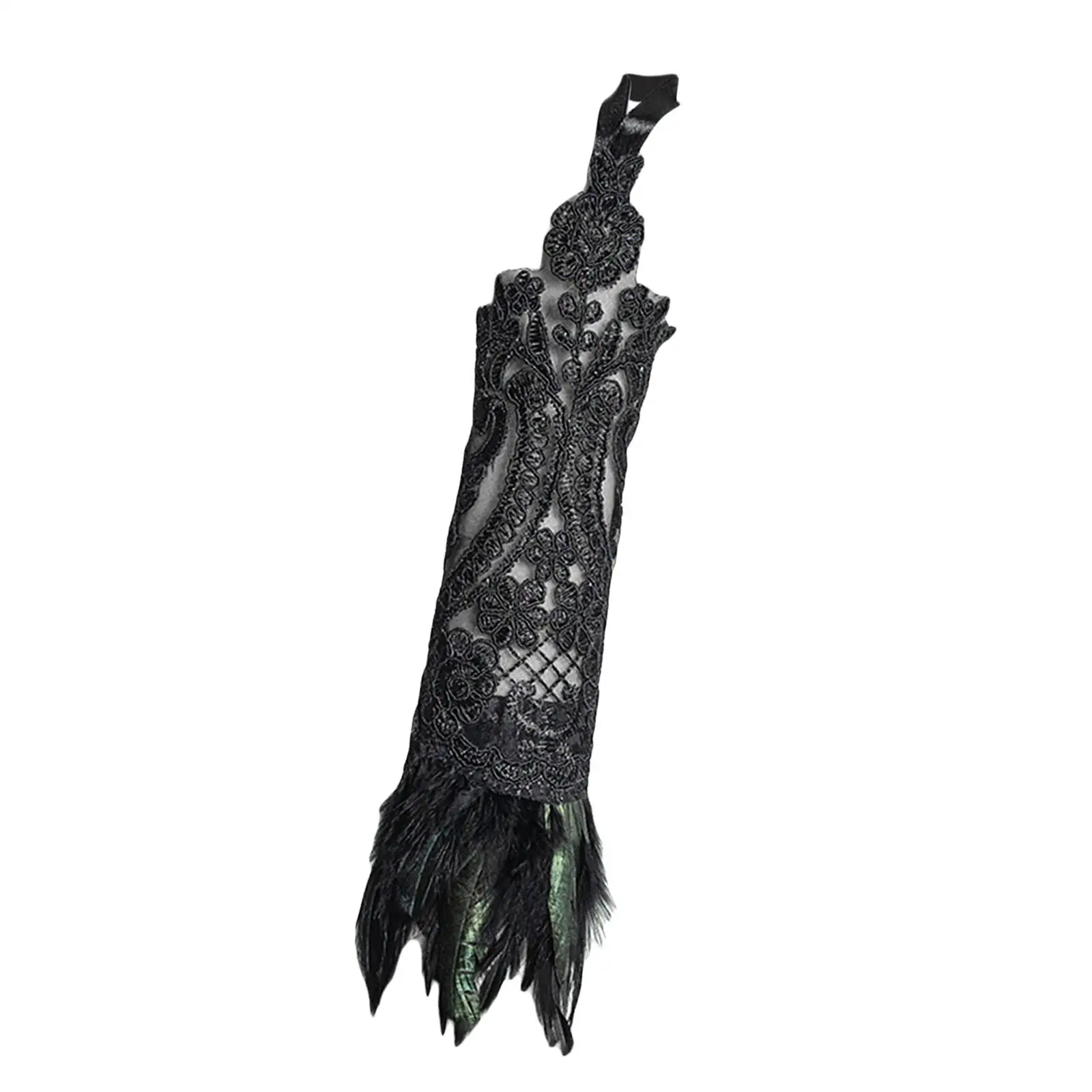 Women` Lace Glove with Feather for Evening Dance Party Cosplay