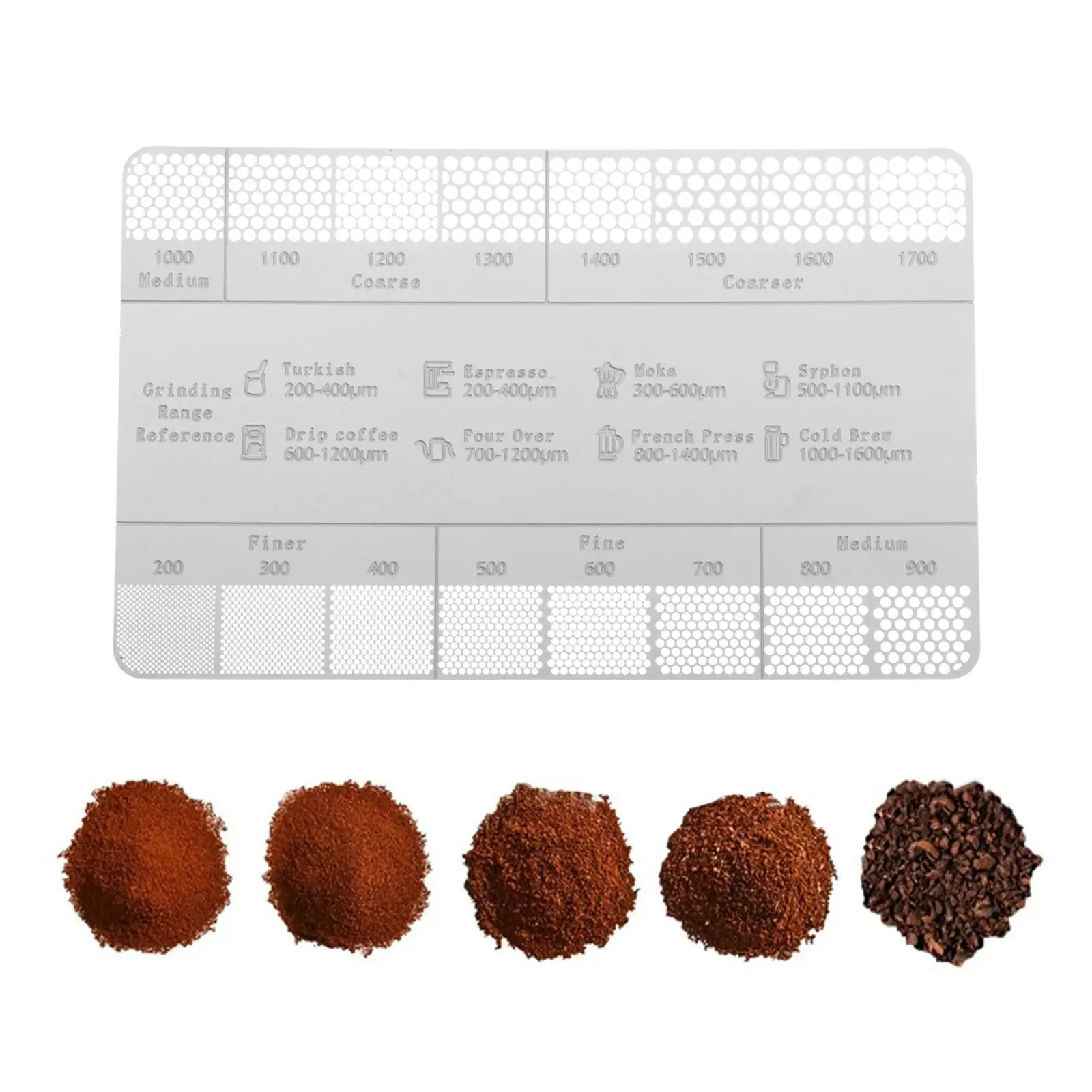 Ground coffee Sizes Measuring High Precision Measuring Tool Roughness Gauge Card Coffee Powder Size Scale for Coffee Maker Cafes