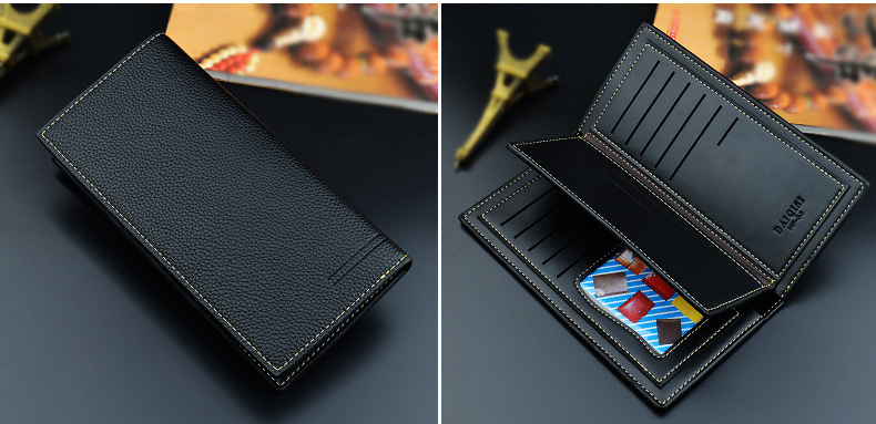 New Men's Wallet Men's Long Wallet Multi Card Slim Fashion Litchi Pattern Soft Leather Wallet Large Capacity Suit Bag