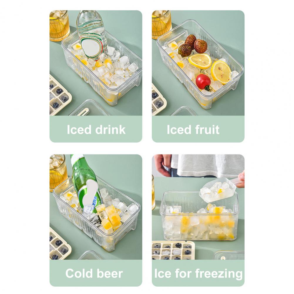 1 Set Ice Cube Mold Convenient Ice Cube Maker Easy To Demold Ice Cube Storage Box With Shovel Kitchen Supplies