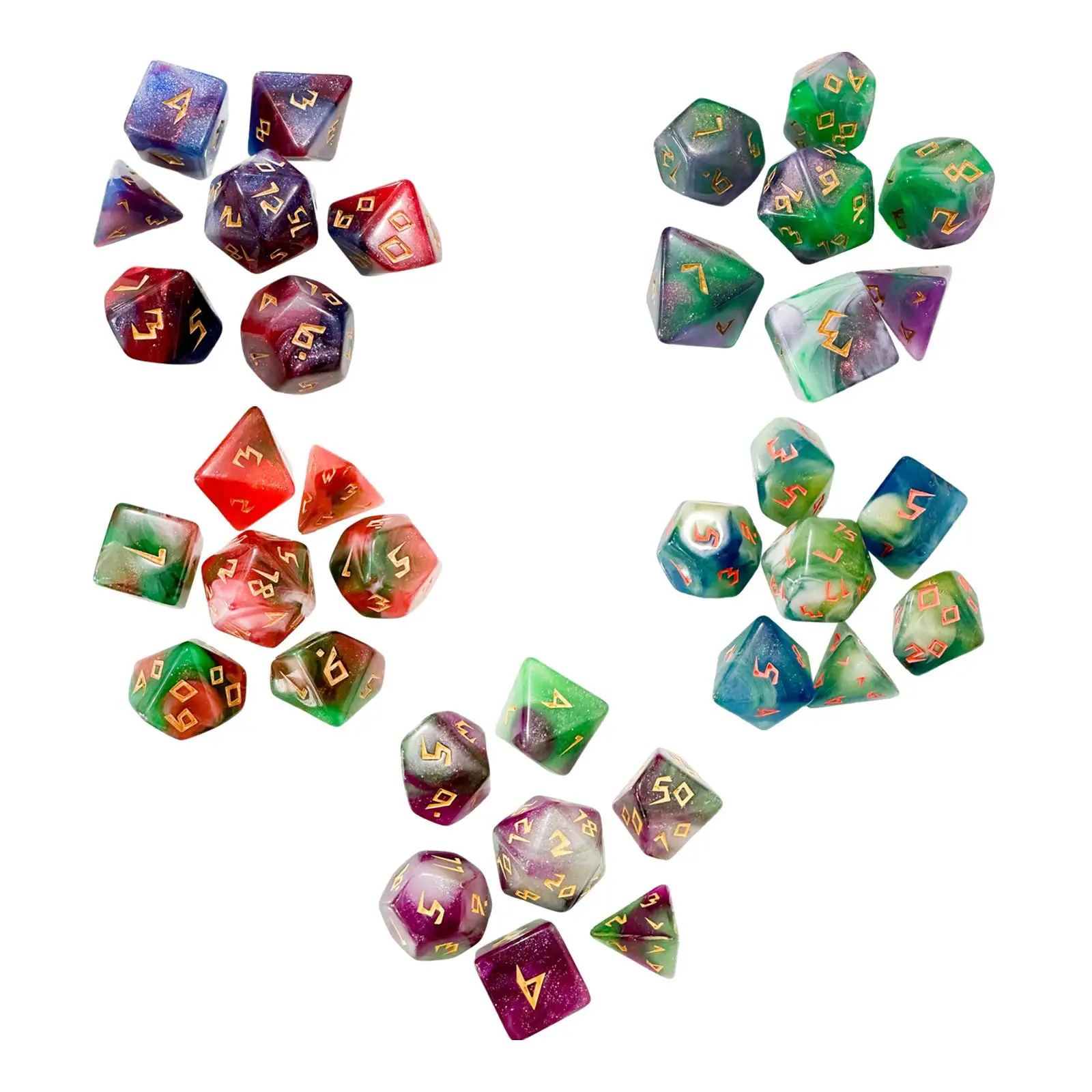 7Pcs Polyhedral Dice Handmade Multisided Dice for Role Playing Tabletop Games Party Favors Entertainment Toy Family Gatherings