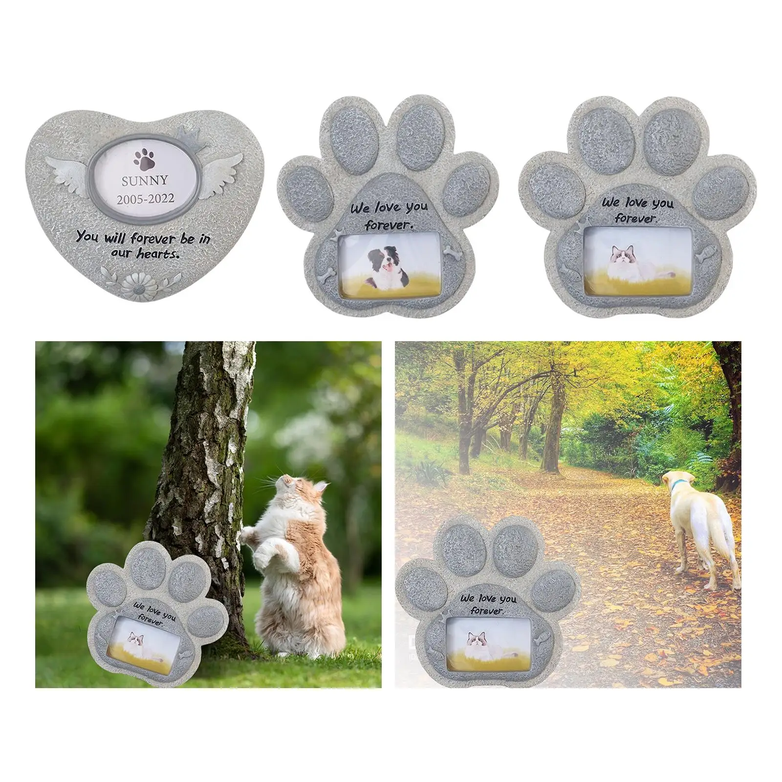 Dog Memorial Headstone with Picture Slot Animal Funeral Pet Gravestone for