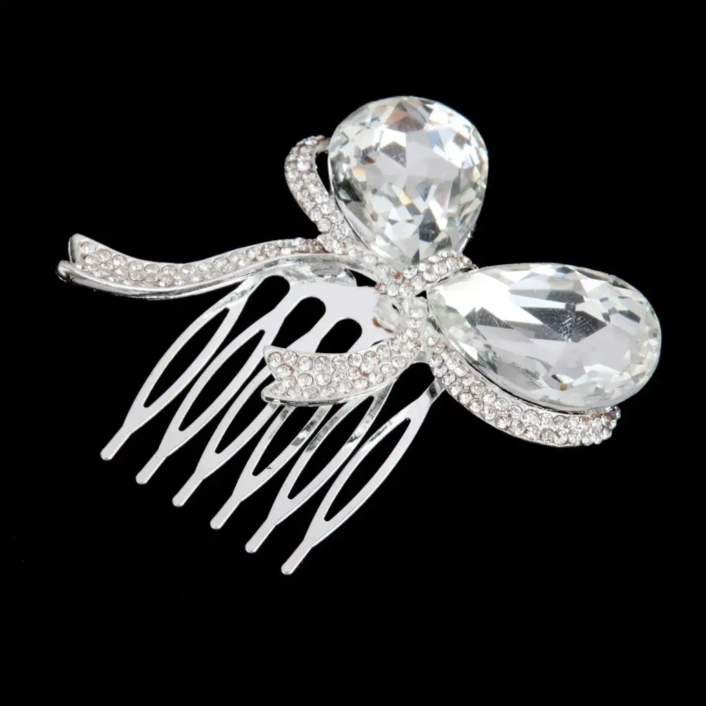 Bridal Wedding Butterfly Crystal Rhinestones   Clip Comb Diamante