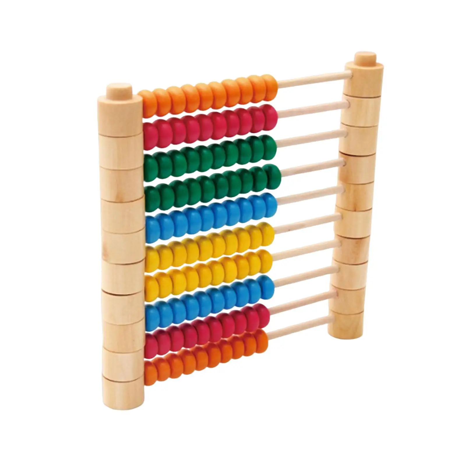 Montessori Wooden Abacus Frame Manipulative with Multicolor Beads Stacking