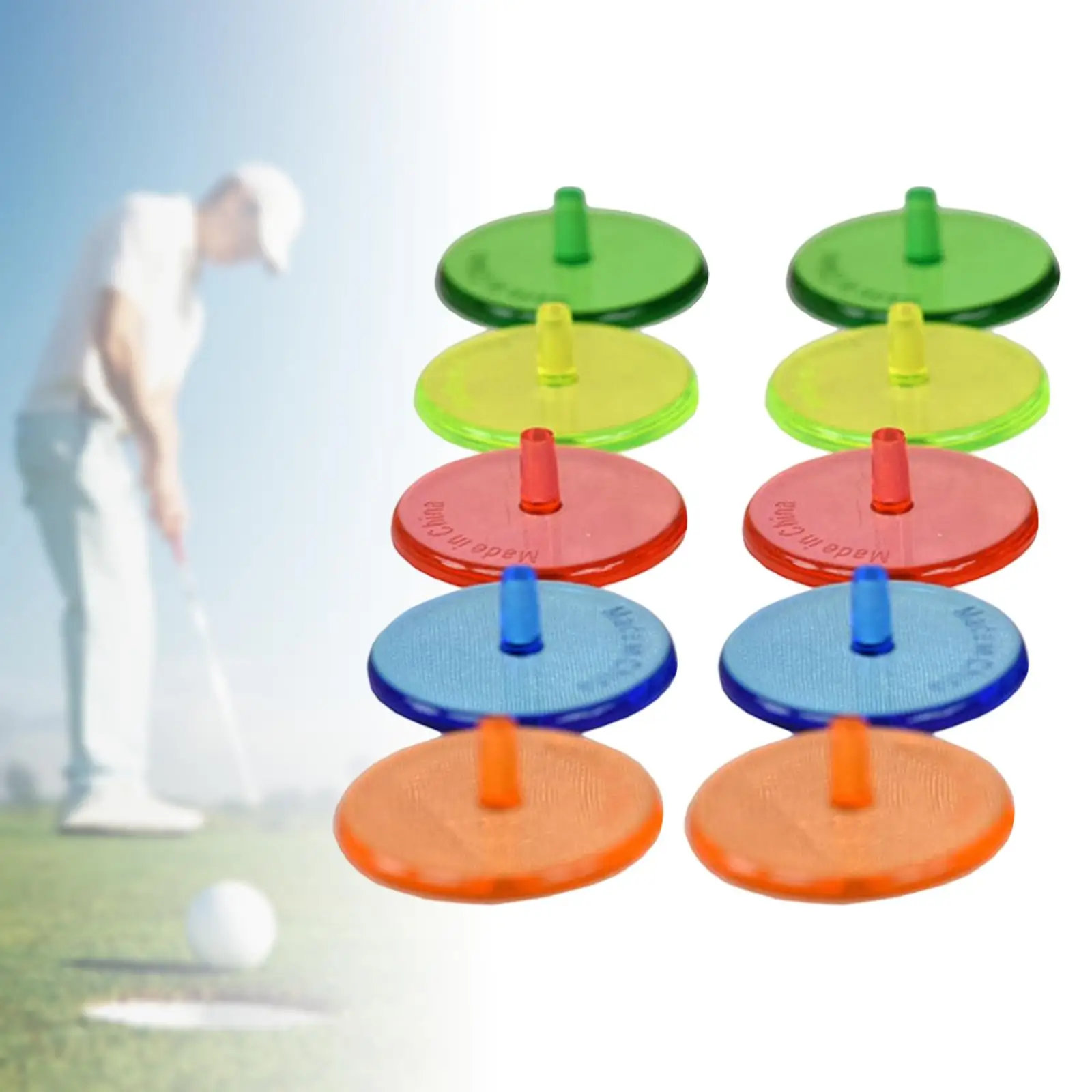 10x Golf Ball Markers  Gift Position  Accessories Base Multicolor 24mm for Training Unisex Practice Outdoor