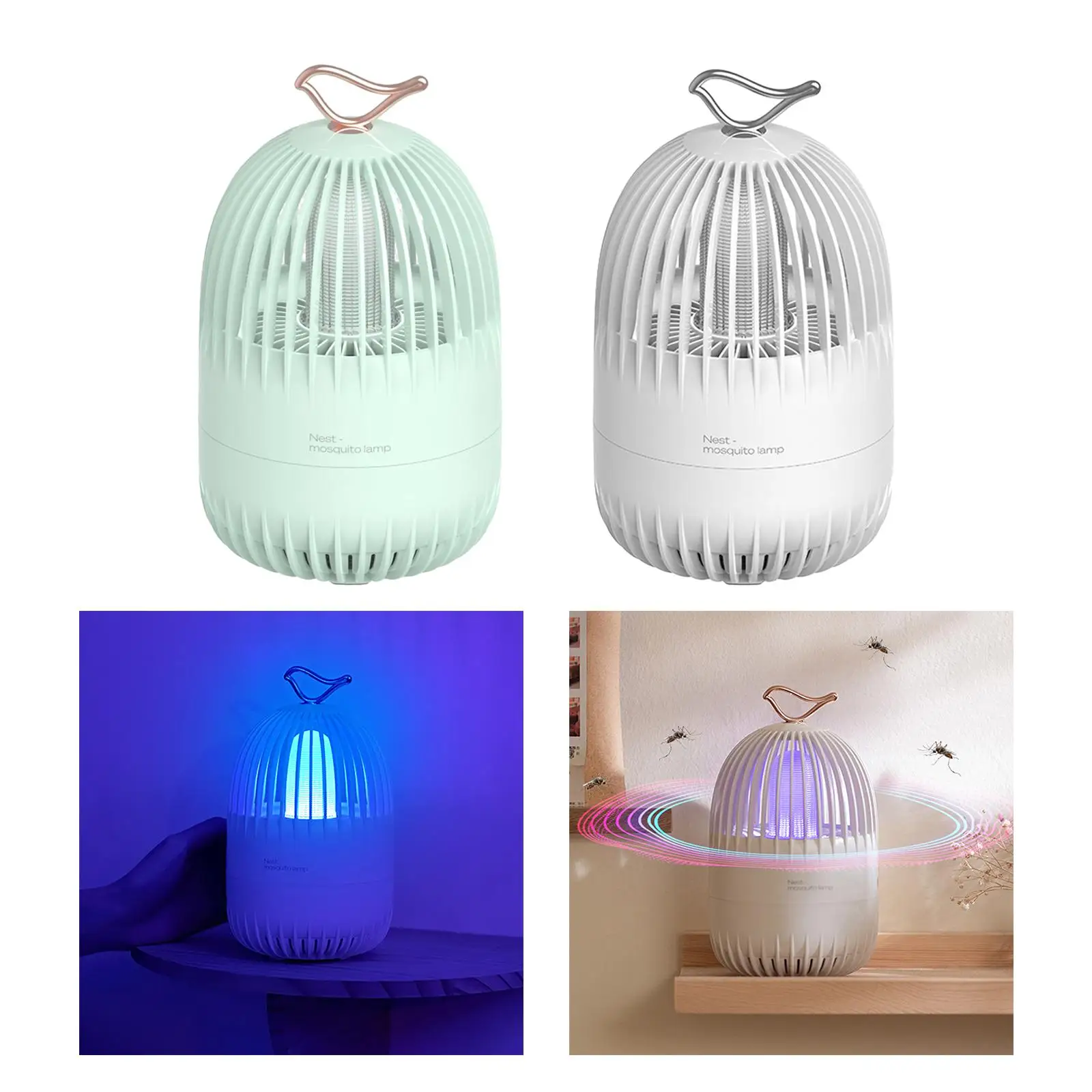Portable Insect Trap Zapper USB Attractant Rotary Plastic Killer Lamp Detachable Fly Trap for Outdoor Indoor Patio Garden Lawn