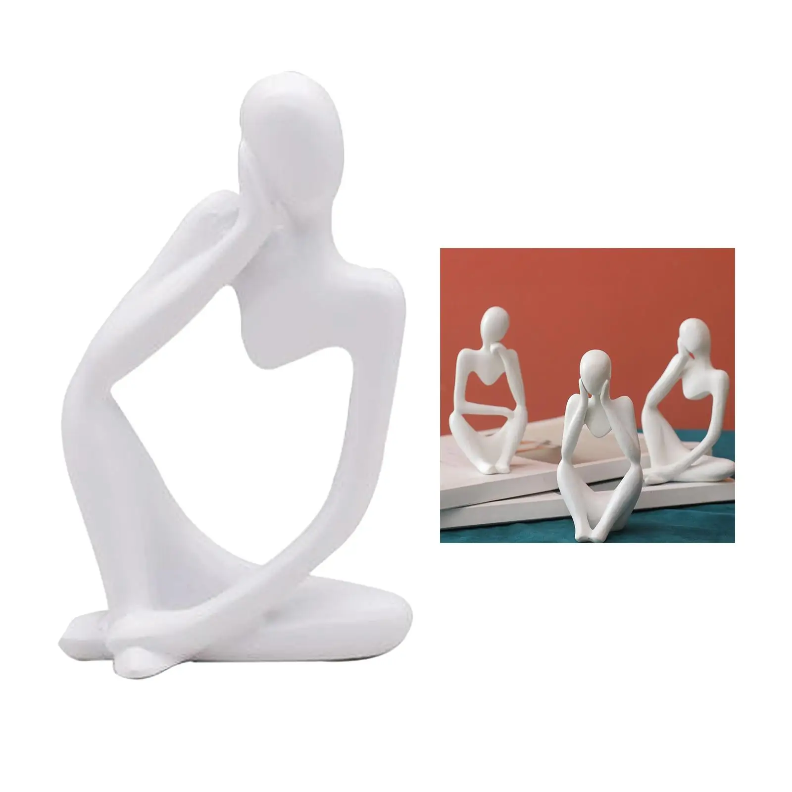 Thinker Sculpture Desktop Figurine Tabletop Statues Decor Bookcase Ornaments