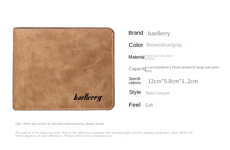Baellerry Men's Wallet New Arrival Short Student Wallet Retro Matte Vertical Wallet Youth Multi-Card Position Trendy Men's Bag_voghion.com