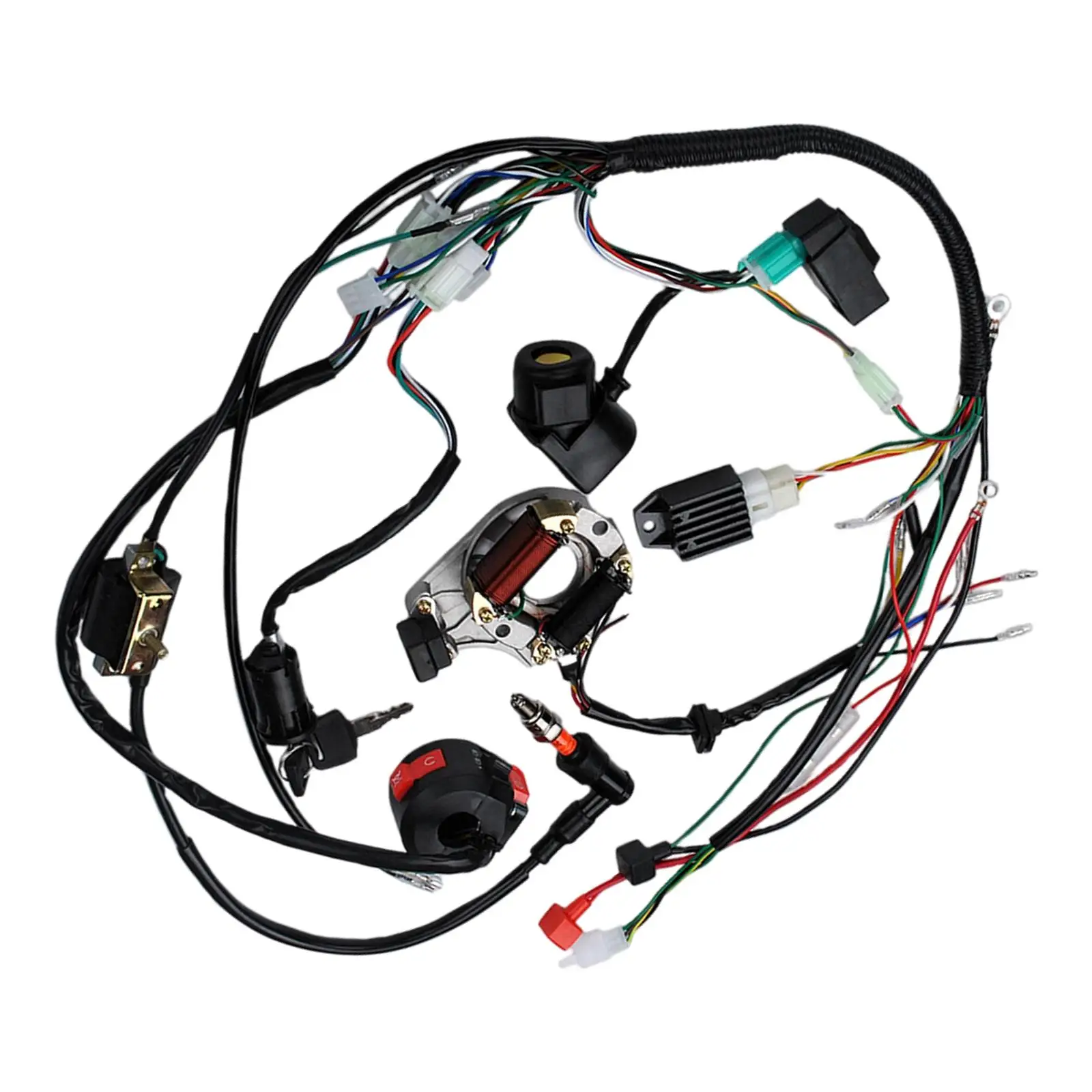 1Set Full Complete Electrics Wiring Harness Cdi Spark Plug Solenoid Relay Fit for Dirt Bike ATV Buggy 50cc 70cc 110cc 125cc