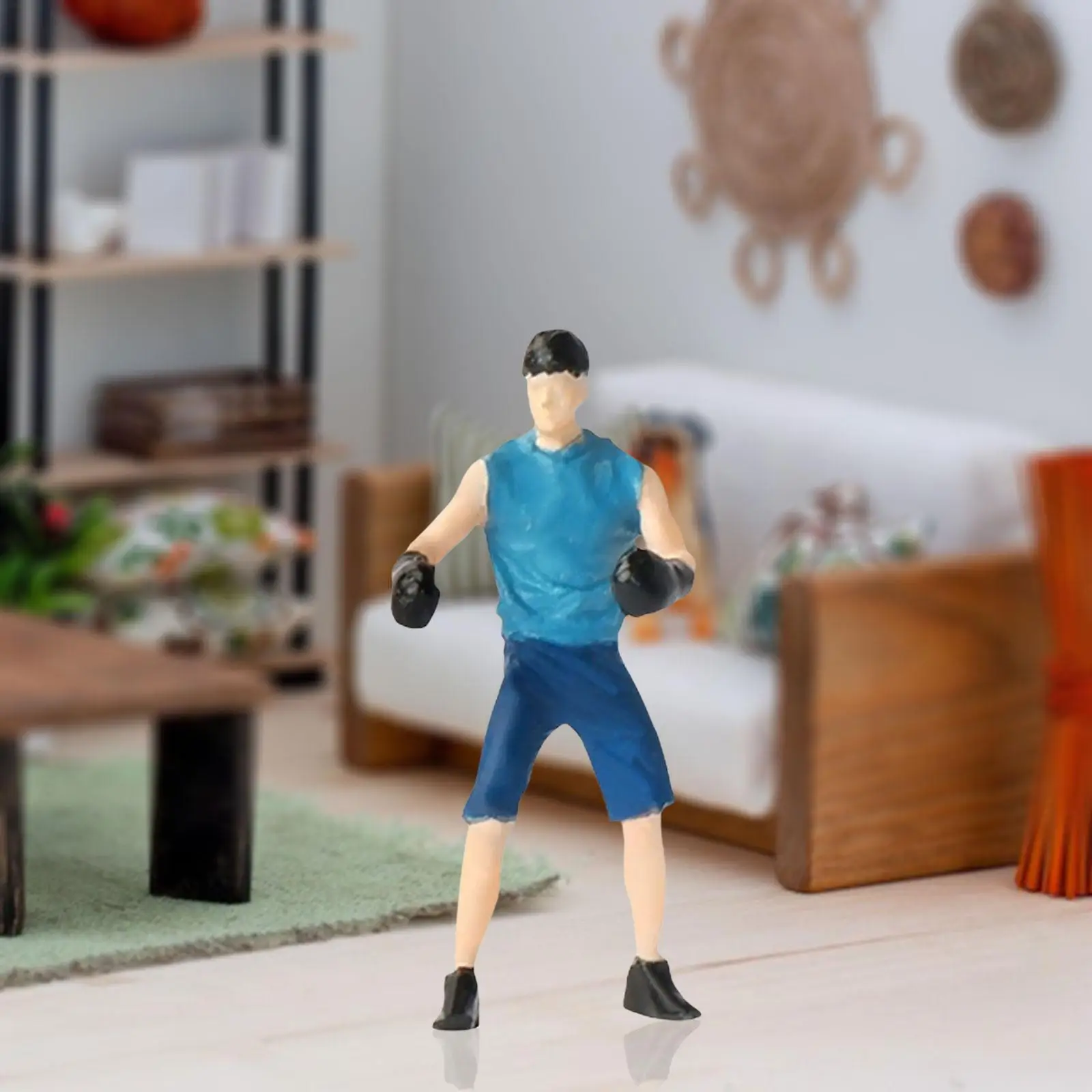 1:64 Scale Models Figurine Boxing Man Figurines Desk Decoration for Diorama