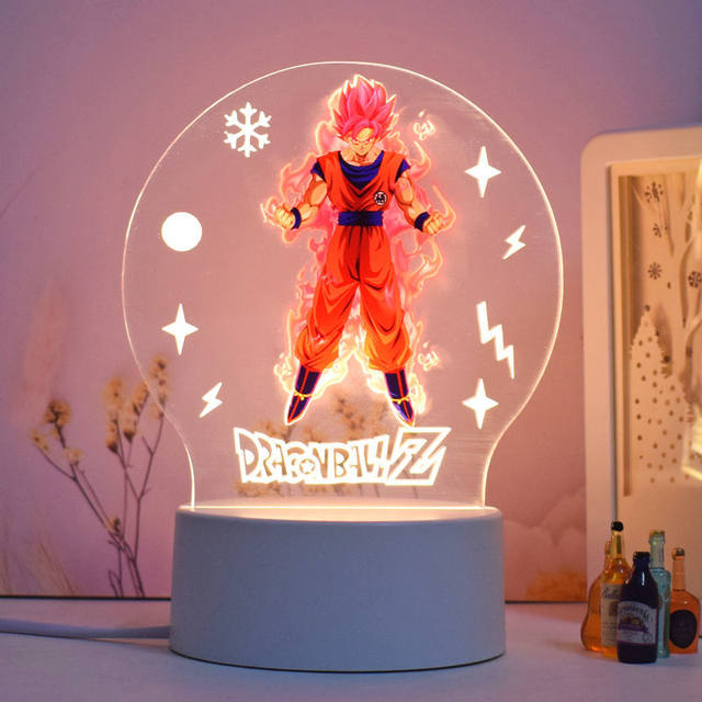 ドラゴンボールアニメのフィギュア男性と女性のための3Dナイトライト、スタンドテーブルランプ、悟空の装飾品、アニメーション周辺、誕生日プレゼント -  AliExpress