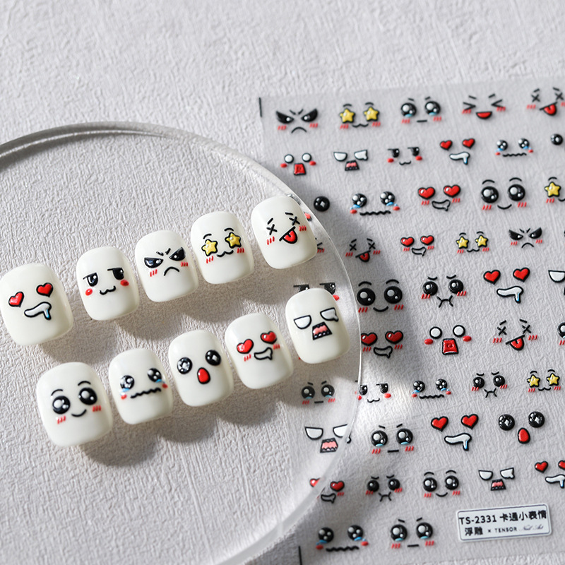 Best of 1PCS Cute Cartoon Little Expression Nail Sticker Nail Art Accessories Chinese Panda Anime Bear 5D Adhesive Sticker Nail Decorat Reviews & Tips